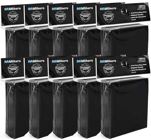 Mlikero 1000 Pack Black Card Sleeves, 66 x 91 mm Standard Size Matte Trading Card Sleeves Fit for MTG, Trading Cards, Sports, Game Cards