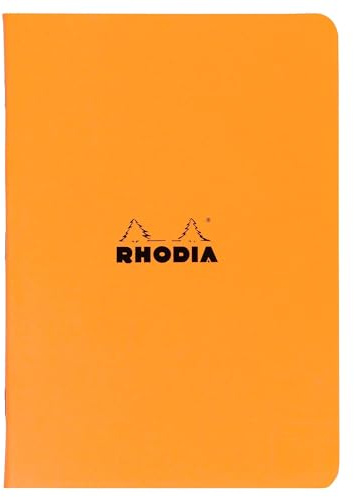 Rhodia 119168Cpack - Set of 10 Orange Staplebound Notebooks - A4 - Ruled - 96 pages - Clairefontaine White Paper 80 g/m² - Waterproof Soft Coated Card Cover