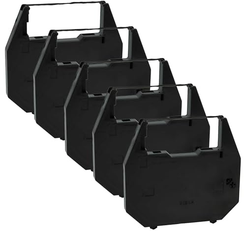 vhbw 5x Cinta de color de escritura compatible con Nakajima AX220, AX 110, AX 100, AX210, AX 120, AX200 impresora de matriz o de tickets - negro