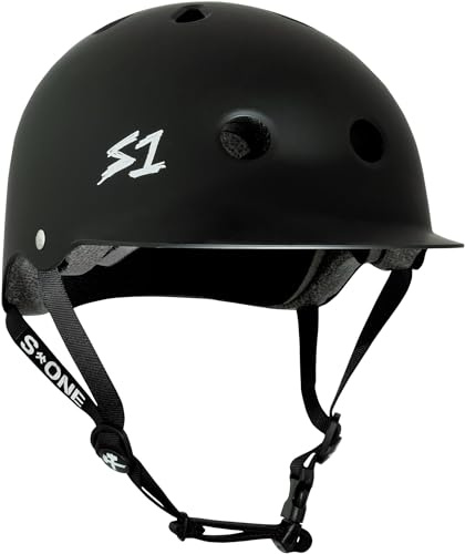 S1 Lifer Brim Helmet for Skateboarding, BMX, and Roller Skating - EPS Fusion Foam, CPSC & ASTM Certified - Black Matte Medium (21.5)