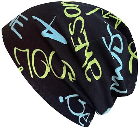 Wollhuhn Jungen/Mädchen Shorties Beanie/Beanie-Mütze/Kinder-Mütze Bequem Viele Motive Jersey Zweilagig Gefüttert Übergangszeiten (Öko-Stoffe/Bio) 2024202401 (Cool Music Schwarz, M)