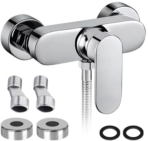 Duscharmatur, Einhebelmischer, Mischbatterie Dusche, Einhand Brausebatterie, Badewannenarmatur, Duschamatur, mit Keramikventil Kern, zur Wandmontage, Chrom, Messing Duscharmaturen