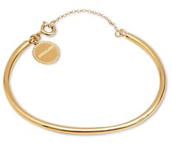 SINGULARU - Brazalete Line Chain. Acero con Acabado en Baño Oro de 18Kt. Pulsera con Estilo Minimalista y Forma Rígida. Joyas para Mujer