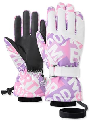 OLYSPM Guantes Invierno Hombre,Guantes Termicos Mujer,Guantes Nieve Impermeables con Puño Extendido para Protección contra los Elementos,Guantes Esqui Táctiles para Ciclismo,Escalada