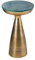 Licht-Erlebnisse Beistelltisch Marmor Metall Ø 30 cm H: 57 cm abnehmbare Platte Handarbeit Grün Gold Design Tisch Wohnzimmer Flur