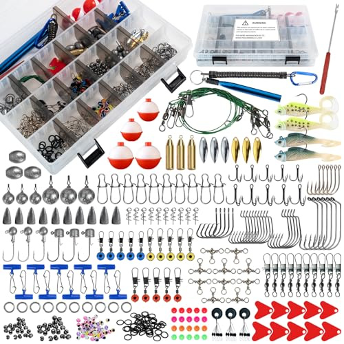 L PATTERN 269PCS Angelzubehör Set Komplett, Profi Angeln Zubehör Box Kit, Angelzubehör Set Enthält Angelhaken, Posen, Bleischrot, Blinker und Andere Angelzubehör für Barsch, Bluegill, Crappie