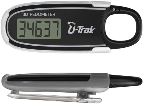 3D-Schrittzähler zum Gehen mit abnehmbarem Clip und Karabiner, einfacher Schrittzähler zum Gehen, präziser Clip-On-Step-Tracker für Männer, Frauen, Kinder (schwarz)