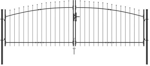 vidaXL Porte de Jardin avec verrouillage Gris 125 x 400 cm Acier, Jardin et terrasse, barrière métallique décorative, entrée sécurisée, clôture extérieure originale