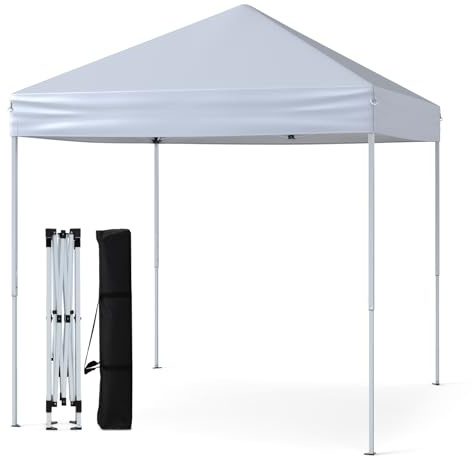 COSTWAY Pavillon 2x2m, Pop-up Faltpavillon, wasserdicht, stabil, Winterfest, UV-Schutz 50+, Faltzelt, inkl. 8 Bodennägel, 4 Windseilen & 1 Tragetasche, Gartenpavillon für Terrasse, Garten (Weiß)