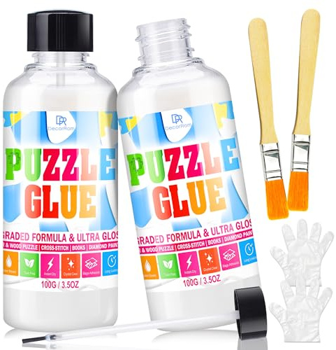 Jigsaw Puzzle Glue Clear - 7oz Puzzle Saver Kit with Precision Applicator, Quick-Drying, Non-Toxic & Water-Soluble, for Puzzles up to 5000 Pieces, Ideal for Framing, Puzzle Accessories for Adults