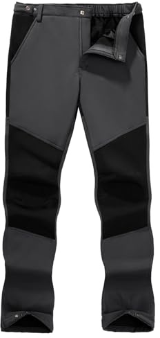 TOMEEK Pantalones Hombre Invierno Impermeable Outdoor Esquí Pantalón de Trabajo Hombre para Actividades Exteriores y Trabajos al Aire Libre Pantalón Bicicleta Senderismo Térmico(Gris Oscuro,M)
