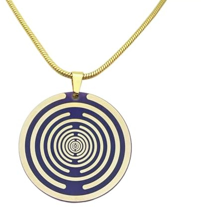 Lakhovsky MWO Collier avec pendentif disque 35 mm Unisexe Collier multi-ondes Oscillateur Bobine Pendentif Violet Doré Cuivre Avec chaîne
