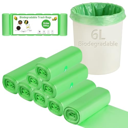 30 Litre Bin Liners 120 Bags, Biodegradable Food Waste Garbage Bags, 30L Strong Compostable Trash Caddy Liners