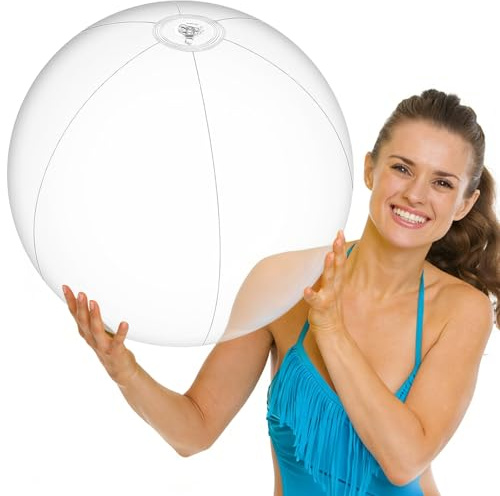 2 Pezzi Palla da Spiaggia Gonfiabile 60 cm Palloni Piscina Gonfiabili Trasparente Pallone Spiaggia per Mare, Piscina, Giardino e Attività Estive All’Aperto