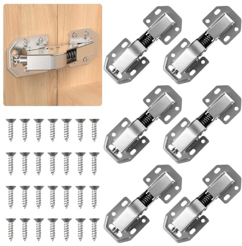 6 Pcs Charniere Porte Placard, Charnière Porte Placard 90 Degrés | Charnières Grand Angle, Charnières à Fermeture Amortie pour Portes Armoires de Cuisine Meubles Accessoire, avec Vis