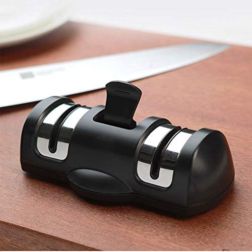 Afilador De Cuchillos De Cocina, Montable En La Pared DiseñO De Ventosa DecoracióN De Acero Inoxidable PequeñO Afilador De Doble Rueda Black