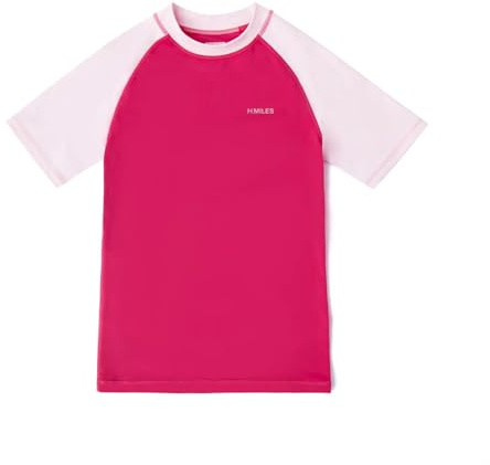 HMILES Womens UPF Short-Sleeve Rashguards - Female Rash Vest Quickdrying Surfing Shirt UV Rash Guard Breathable T-Shirt Raglan Sleeve Swim Tee Beach Base Layer Wet Water Sport Top Pink 16