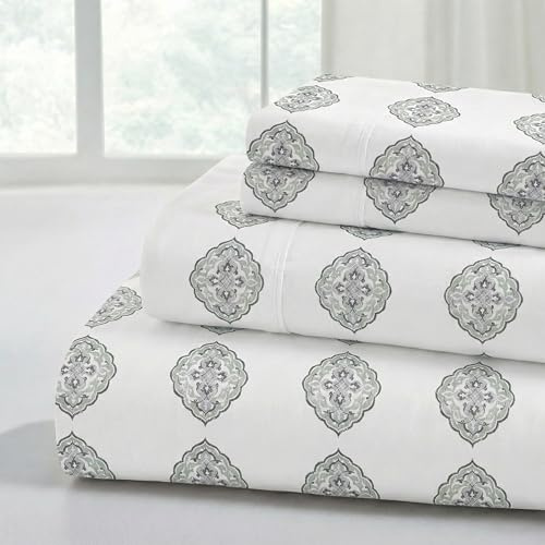 Modern Threads Lenzuola in morbida microfibra stampata – Lussuosa biancheria da letto in microfibra – Include lenzuolo piatto, lenzuolo con angoli con tasche profonde e federe Claire King