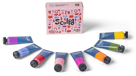 Sculpd Set di colori acrilici, 8 tubetti da 22 ml di acrilico colorato di alta qualità, corpo pesante e colori vivaci, vernice su argilla con asciugatura all'aria, tela, ceramica, tessuto, legno e