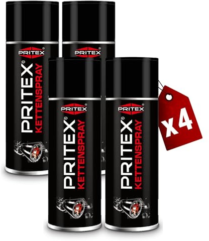PRITEX Kettenspray 4x 400ml, haftstarkes Kettenfett & Schmiermittel