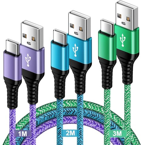 USB C Handy Ladekabel Schnellladekabel, [3 Stück 1M+2M+3M]Typ C Kabel für Samsung Galaxy S26 Ultra/S25/S24/S23FE/S22/S21/A14/A15/A16/A17/A33/A34/A35/A36/A56/A55/A54 5G/A53/A52/A06, Huawei P40/P30 Lite