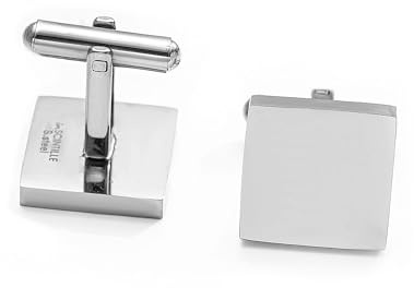 Gemelos elegantes de acero inoxidable para camisa de hombre inSCINTILLE: accesorio para bodas, ceremonias y oficina. Incluye caja de regalo. (Cuadrado Plata)