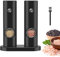 Syaws Pepper Grinder,Electric Salt & Pepper Grinder Set,Battery Powered Salt Grinder with Docking Base,Automatic,Adjustable Coarseness (Grinder Set Black-Battery Operated)