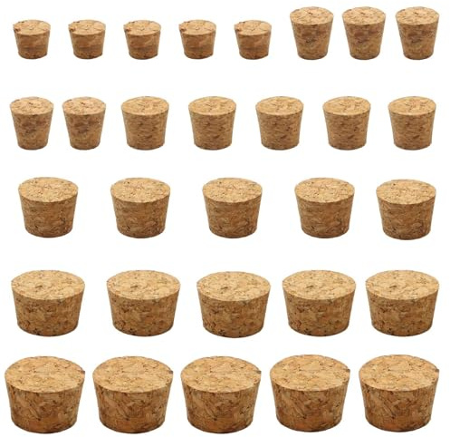 30PCS Natural Cork Stoppers for Glass Bottles,Crafts & Home Decor,Tapered Corks for DIY Projects,Airtight Sealing,Laboratory & Wine Bottles