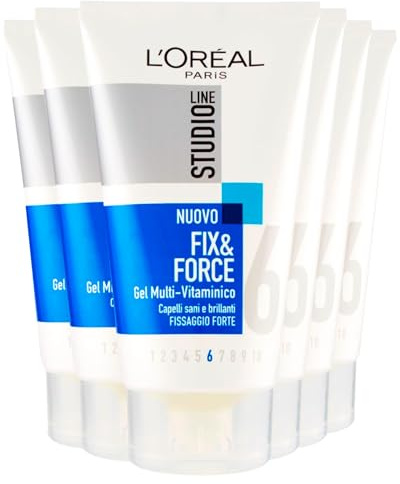 L'Oréal Paris Studio Line Fix&Force Multi-Vitamin Hårgel Stark Fixering 6 Lång Hållning Lämnar Inga Rester Stärker Håret - 6 Flaskor på 150 ml