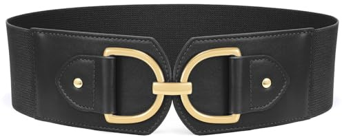 Waist Wow Cinturón ancho para vestidos de moda, cinturón elástico para mujer, cinturón elástico con hebilla dorada, Fit Taillengröße 68cm-76cm