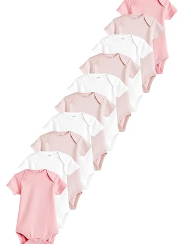 NEXT Bébé fille Body à manches courtes pour bébé, lot de 10 Rose/blanc 3 Mois-6 Mois