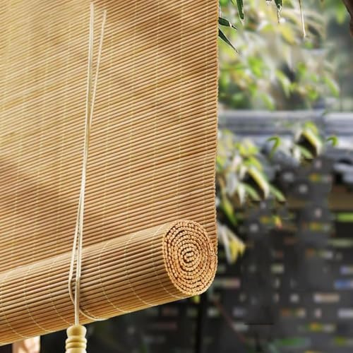 Naturel Respirant Store Bambou Exterieur occultant Vertical,Rideau à Enroulement Rideau À Rouleaux Romains pour Fenêtres,Terrasse,Personnalisable