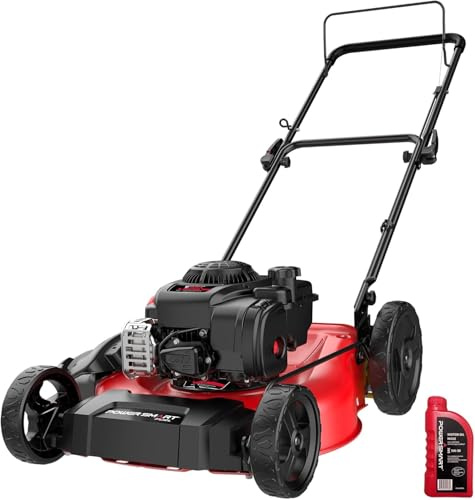 PowerSmart Tosaerba a spinta da 53,3 cm con motore B&S 125 CC, pacciamatura 2 in 1 e scarico laterale, montaggio facile e leggero, tosaerba senza fili per giardino e cortile