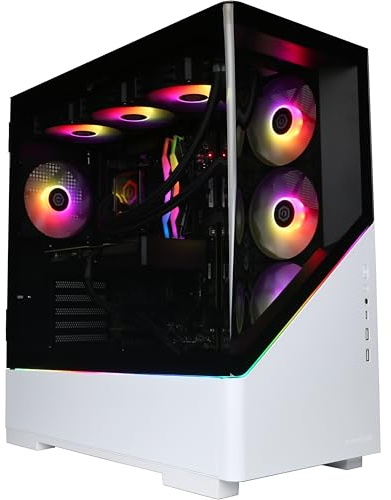CyberPowerPC Luxe Gaming PC - AMD Ryzen 7 9800X3D, Nvidia RTX 5060, 32GB RAM, 2TB NVMe SSD, 650W PSU, Windows 11, Liquid Cooling, Amethyst Curve White