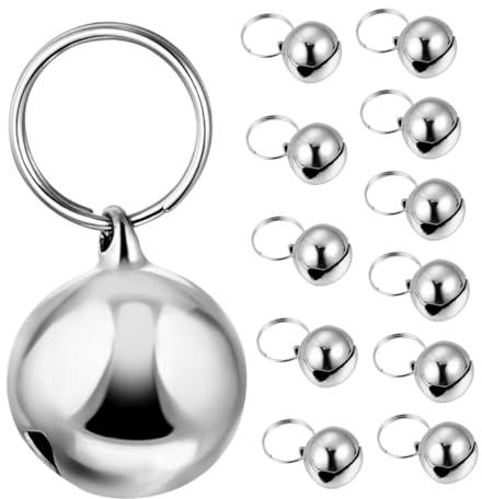 NUOBESTY 12 Pezzi Campanellini per Collari Animali in Metallo Argento, Design Leggero e Resistente per Gatti e Cani, Accessori Pendenti per Attività All'aperto
