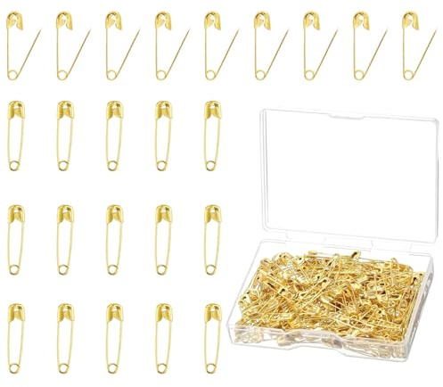 150 Pezzi/Scatola Spille da Balia oro, Spille di Sicurezza in Metallo 19 mm, per Abbigliamento Cucito Artigianato Creazione di Gioielli Fai da Te