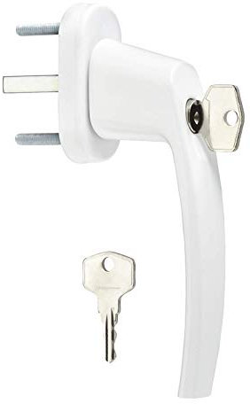 SOTECH Poignée de fenêtre verrouillable (clés identiques) avec grille à 45° 28 x 151 x 62 mm aluminium blanc avec 2 clés serrure de fenêtre