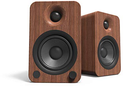 Kanto YU4WALNUT Powered Speakers with Bluetooth and Built-in Phono Preamp | Auto Standby and Startup | Remote Included | 140W Peak Power | Pair | Walnut