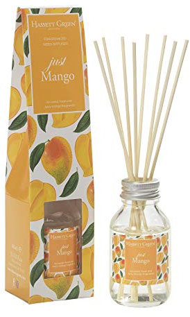 Hassett Green London - Just Mango - Fragrance Oil Reed Diffuser - 100ml Glass Bottle with 8 Rattan Reeds