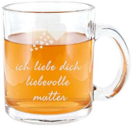 Ocadeau Taza de Cristal Transparente Personalizada con Texto – Taza Transparente Personalizable con asa de Cristal – Regalo para el Día de la Madre, cumpleaños o Navidad