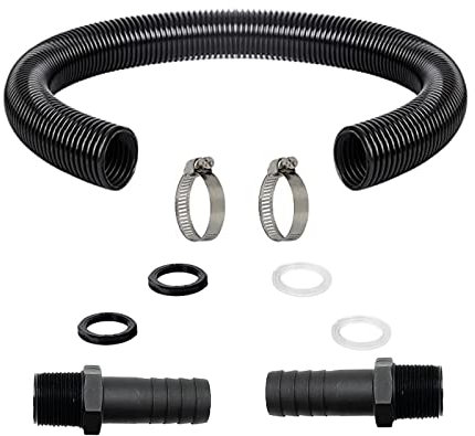 Topways Regentonnen Verbindungs Set, 25 mm 1 Zoll Regentonnendurchführung mit Schlauchtülle, von 2 Wassertonnen, Regenfass, Wassertanks zusammen Rohrverschraubungen 0,5 m Flexibler Anschlussschlauch