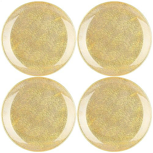 com-four® 4x bajoplatos transparente - platillos como decoración de mesa - platos decorativos para bodas, celebraciones familiares o Navidad - Ø 33 cm