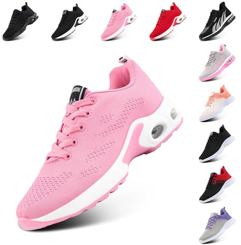 Hitmars Womens Trainers Running Shoes Air Cushion Gym Shoes Athletic Sports Lightweight Breathable Jogging Sneakers for Ladies Walking Shoes Pink Size 7.5 UK