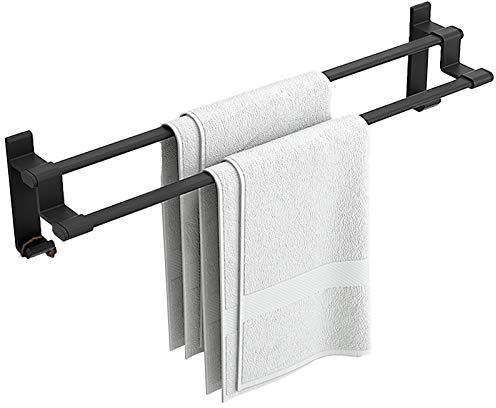 Hand Towel Holder,Bathroom Towel Holder, Bathroom Double Towel Rail with Hook,Premium Space Aluminum Tower Bar HolderWall Mounted Towel Rod for Bathroom and Kitchen,Black(SZ:39cm) ( Size : 59cm )