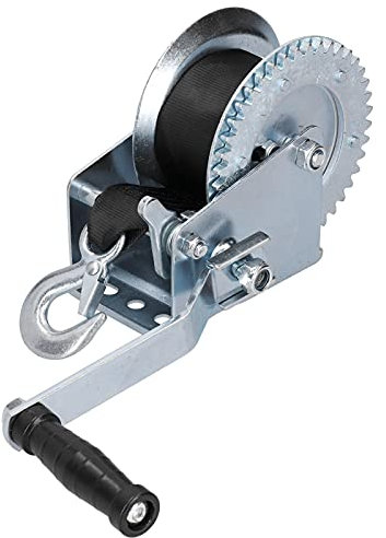 Boat Trailer Winch, 1200LBS Hand Crank Winch with Ratchet and Hook Heavy Duty Manual Strap Gear Winch with 8m Tow Rope, for Car Boat Marine Trailer Caravan