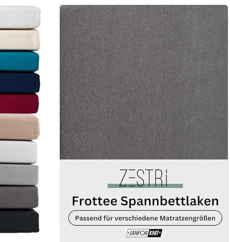 Frottee Spannbettlaken | Grau | 140x200-160x200 cm | Winter Bettlaken | Extra Dickes Material 160g/m² | Oeko-TEX Made in Green, Hautsympathisch, Atmungsaktiv