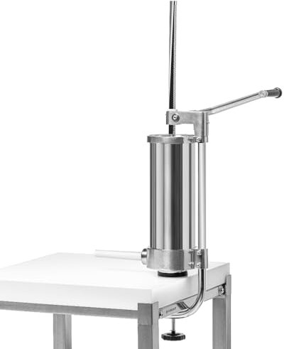 Forgast Insaccatrice Verticale Per Salsicce Elettrica 10l, Acciaio Inox, Cuscinetti e Ingranaggi In Acciaio Temprato, Velocità Regolabile, 4 Imbuti Inclusi, Ideale Per Casa o Ristorante