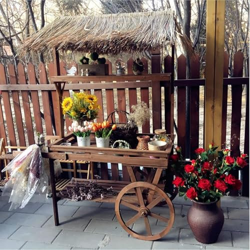 Carro Grande para Flores de 3 Niveles, macetero de Madera Maciza, Soporte para Plantas, Soporte para Plantas, Estante de exhibición, decoración de jardín, Madera