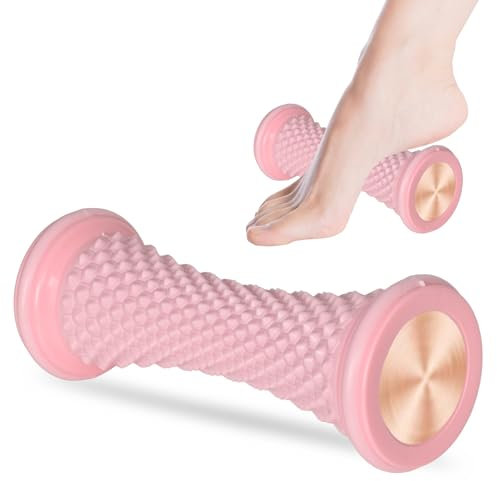 Massagerolle Fußmassage Schmerzen Massager Roller, Gummimassagerolle Fuß Massage Roller Fußmassagegerät,Tragbarer Fussroller zur Faszien Massage Stressabbau,Fußmassagerolle für Plantarfasziitis (Rosa)