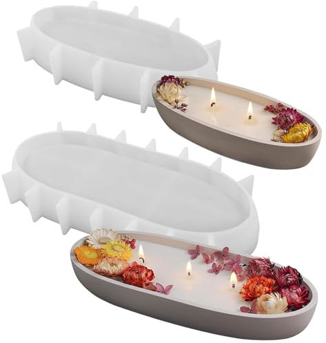 Molde de silicona para velas, ovalado, moldes de silicona, pequeños moldes de fundición, velas, yeso, hormigón, fundición, bandeja, maceta, resina epoxi, moldes de silicona, molde pequeño para barcos